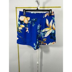 Blashe Royal Blue Floral High Waisted Shorts Womens Size Medium Tropical Summer